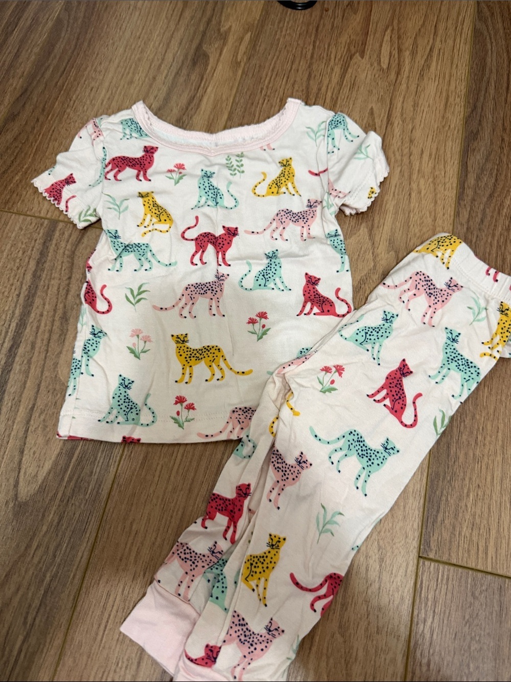 Kids Pink Multi Cheetah Print Pajama Set